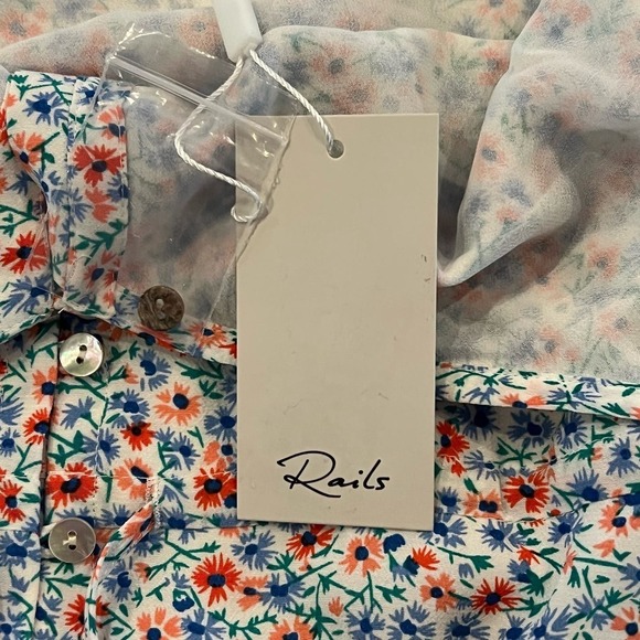 RAILS FRIDA FLORAL PRINTED TIERED MIDI DRESS IN BLUE MULTI NWT WOMEN'S SMALL - Picture 13 of 16